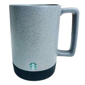 Starbucks Speckled Ceramic Coffee Mug 14 Oz Gray With Black Base